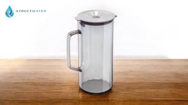 Transparent decanter with lid, accessory for StructWater reverse osmosis fountain.